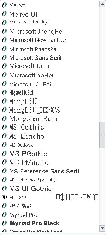 Microsoft word font types list