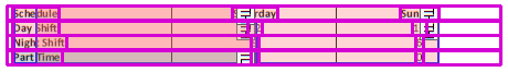 Sample table that doesn't indicate the cell matrix correctly. Some cells appear to be merged in Table Editor when they aren't merged in the Tag tree.