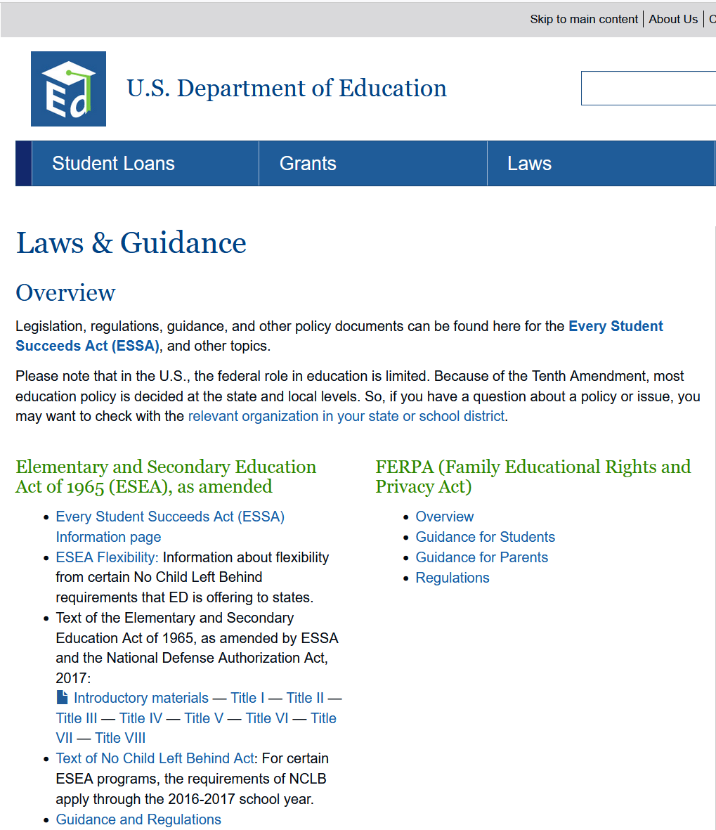 website portal for education laws.