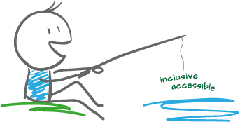 Cartoon of a happy guy, fishing.