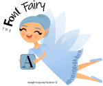 Cartoon of the Font Fairy holding the letter A.