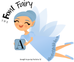 cartoon of the font fairy holding the letter A.