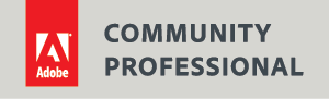 Logo, Adobe Community Profesional.
