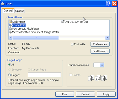 Acrobat 8 installation of Adobe PDF virtual printer, MS Windows XP and Vista.