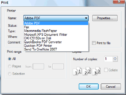 Acrobat 8 installation of Adobe PDF virtual printer, MS Windows XP and Vista.