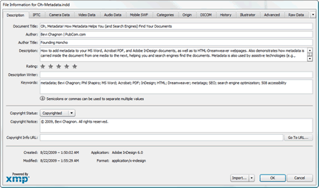 Metadata in Adobe InDesign