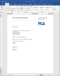 An FCA correnspndence template in MS Word.