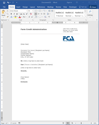 Cover, Farm Credit Administration memo template.