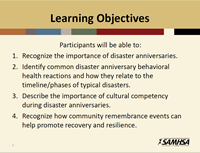 Slide shows a list of learning objectives.
